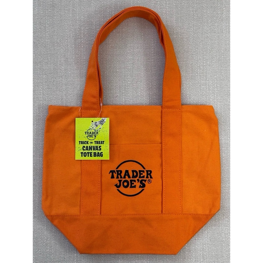 TRADER JOE’S MINI CANVAS HALLOWEEN TRICK OR‎ TREAT TOTE BAG- ORANGE